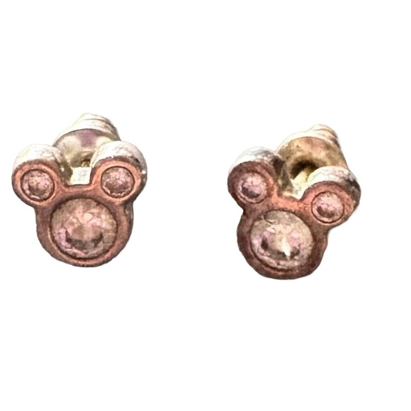 Disney Mickey Mouse Rhinestone Stud Earrings – Silver Finish (Never Worn) - Picture 1 of 3